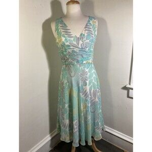 Maggy London Tiered Floral Dress Pastel Church Wedding Spring Chic Size 10 SM
